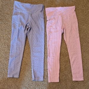 Old Navy Powersoft Go-Dry Blue and Pink Kids Leggings - Size 8
